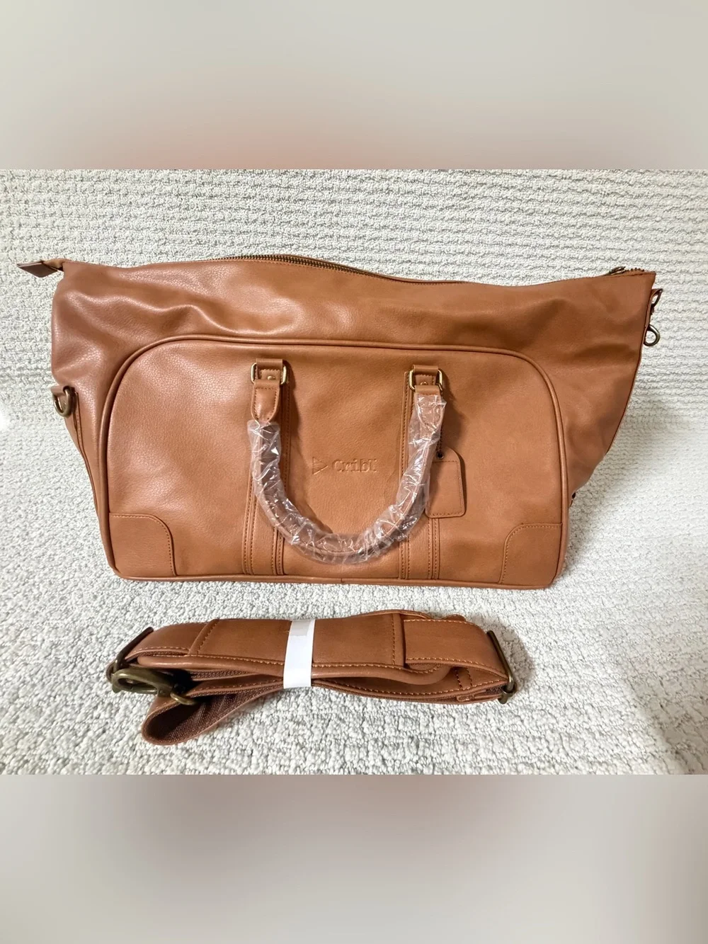 KAPSTON tan synthetic leather Cribl weekender duffel bag